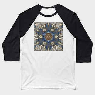 star shaped art nouveau styled pattern in grey brown blue and beige Baseball T-Shirt